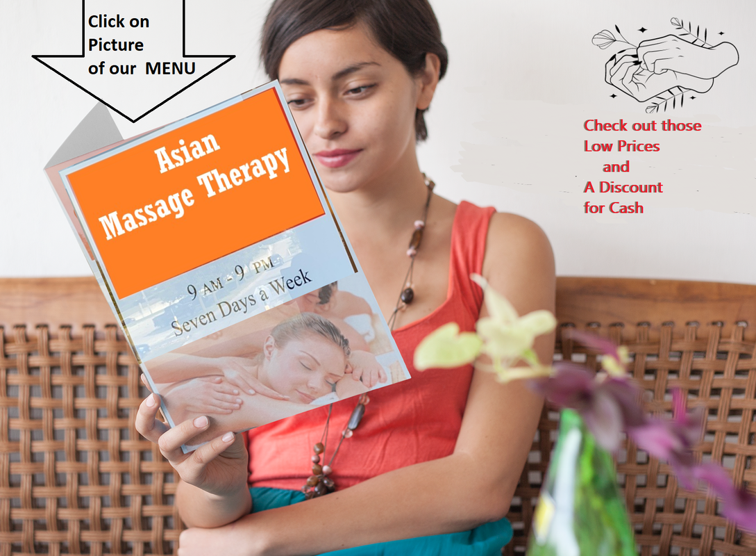 Picture of female customer looking at menu of services at Asian Massage Therapy 515-305-9139